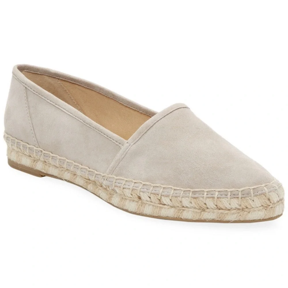 FRYE Espadrilles Leather Suede Gray Cement Closed Toe Flats Loafers Slip Ons